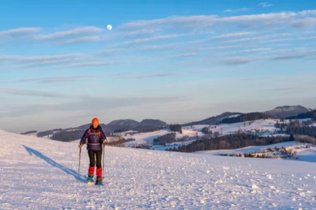 A person snowshoeing.