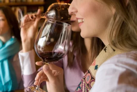 group of ladies tasting a wine