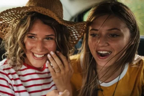group of woman inside the car